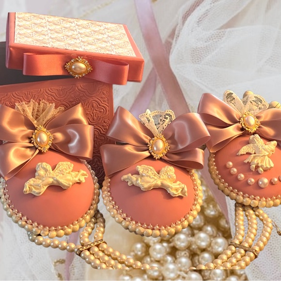 Shabby Chic Christmas Tree Ornament Set 3, X-Mas Tree decorations, Victorian - Picture 14 of 15